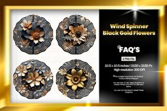 Gold flowers Wind Spinner Sublimation Design - 04 Variations Product Image 1