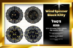 Black Kitty Wind Spinner Sublimation Design - 04 Variations Product Image 1