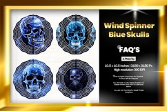 Blue Skulls Wind Spinner Sublimation Design - 04 Variations Product Image 1