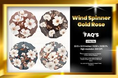 Gold Rose Wind Spinner Sublimation Design - 04 Variations Product Image 1