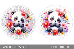 Cute Panda Wind Spinner. Panda Flowers Wind Spinner Design Product Image 1