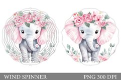Cute Elephant Wind Spinner. Elephant Flowers Spinner Design Product Image 1