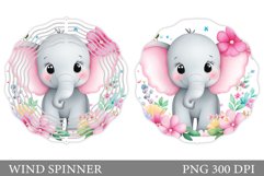 Cute Elephant Wind Spinner. Elephant Flowers Spinner Design Product Image 1