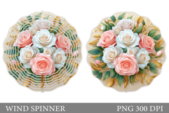 Roses Wind Spinner Design. Flowers Wind Spinner Sublimation Product Image 1
