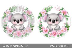 Cute Koala Wind Spinner. Koala Flowers Wind Spinner Design Product Image 1