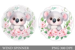 Cute Koala Wind Spinner. Koala Flowers Wind Spinner Design Product Image 1
