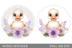 Cute Duck Wind Spinner. Duck Flowers Wind Spinner Design Product Image 1