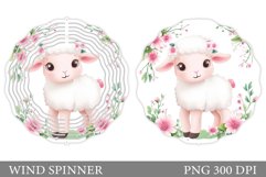 Cute Lamb Wind Spinner. Lamb Flowers Wind Spinner Design Product Image 1