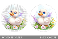 Cute Duck Wind Spinner. Duck Flowers Wind Spinner Design Product Image 1