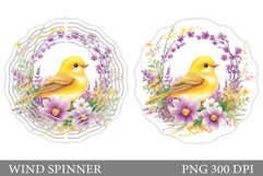 Bird Flowers Wind Spinner. Bird Wind Spinner Sublimation Product Image 1