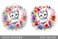 Cute Cat Wind Spinner Design. Cat Flowers Wind Spinner Product Image 1