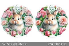Cute Bunny Wind Spinner. Bunny Flowers Wind Spinner Design Product Image 1