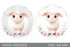 Cute Lamb Wind Spinner. Lamb Flowers Wind Spinner Design Product Image 1