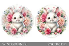Cute Bunny Wind Spinner Design. Cute Bunny Sublimation Product Image 1