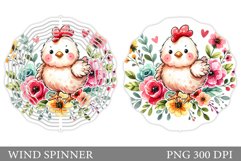 Chicken Wind Spinner Design. Chicken Flowers Wind Spinner Product Image 1