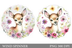 Cute Deer Wind Spinner. Deer Flowers Wind Spinner Design Product Image 1