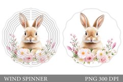 Cute Bunny Wind Spinner. Bunny Flowers Wind Spinner Design Product Image 1