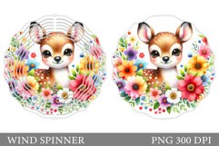 Cute Deer Wind Spinner. Deer Flowers Wind Spinner Design Product Image 1