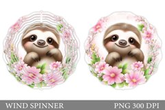 Cute Sloth Wind Spinner Design. Sloth Flowers Wind Spinner Product Image 1