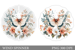 Butterfly Wind Spinner. Flowers Wind Spinner Sublimation Product Image 1