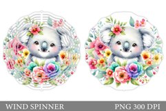 Cute Koala Wind Spinner. Koala Flowers Wind Spinner Design Product Image 1