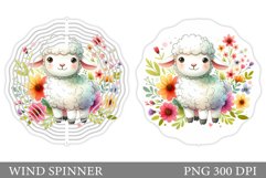 Cute Lamb Wind Spinner. Lamb Flowers Wind Spinner Design Product Image 1