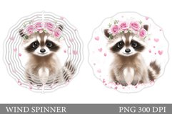 Cute Raccoon Wind Spinner. Raccoon Hearts Wind Spinner Product Image 1