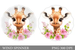 Cute Giraffe Wind Spinner. Giraffe Flowers Wind Spinner Product Image 1