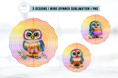 Colorful Owl Wind Spinner Sublimation Design PNG Product Image 1