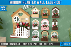 Window Planter Wall Laser Cut Bundle, Wooden Layered Balcony Product Image 1