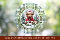 highland cow christmas wind spinner png sublimation Product Image 1