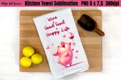 Kitchen Towel Sublimation | Funny pig with wine Product Image 1