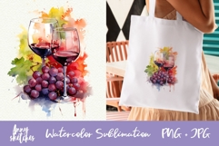 Wine Glasses and Wine Bottle PNG Sublimation. Wine Clipart Product Image 1