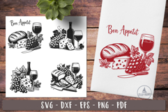 Wine And Cheese designs Kitchen towel svgs