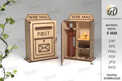 Wine And Treats Box Laser Cut. 3D Favor Box SVG Product Image 1