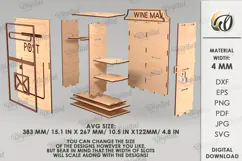 Wine And Treats Box Laser Cut. 3D Favor Box SVG Product Image 2
