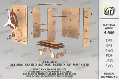 Wine And Treats Box Laser Cut. 3D Favor Box SVG Product Image 2