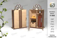 Wine And Treats Box Laser Cut. 3D Favor Box SVG Product Image 1