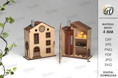 Wine And Treats Box Laser Cut. 3D Favor Box SVG Product Image 1