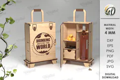 Wine And Treats Box Laser Cut. 3D Favor Box SVG Product Image 1