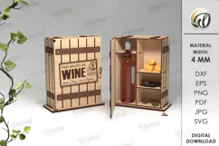 Wine And Treats Box Laser Cut. 3D Favor Box SVG Product Image 1