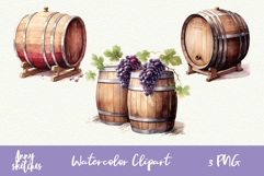 Rustic Wine Barrel Clipart French Vineyard PNG Product Image 1