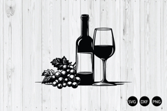 Wine Bottle and Glass SVG, Wine SVG, Drinking SVG Product Image 1