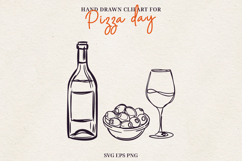 Hand Drawn Wine &amp; Food Line Art Illustration SVG PNG EPS Product Image 1