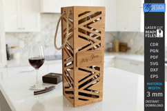 Wine Bottle Gift Box Laser Cut | Wine Bottle Holder SVG |CNC Product Image 1