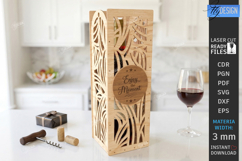 Wine Bottle Gift Box Laser Cut | Wine Bottle Holder SVG |CNC Product Image 1