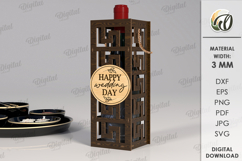 Wine Bottle Gift box Laser Cut. Wine Decor SVG Product Image 1