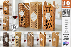 Wine Bottle Gift Boxes Laser Cut Bundle | Wine Bottle Holder Product Image 1