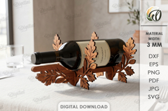 Wine Bottle Holder Laser Cut. Floral Wine Display SVG Product Image 1