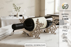 Wine Bottle Holder Laser Cut. Floral Wine Display SVG Product Image 1